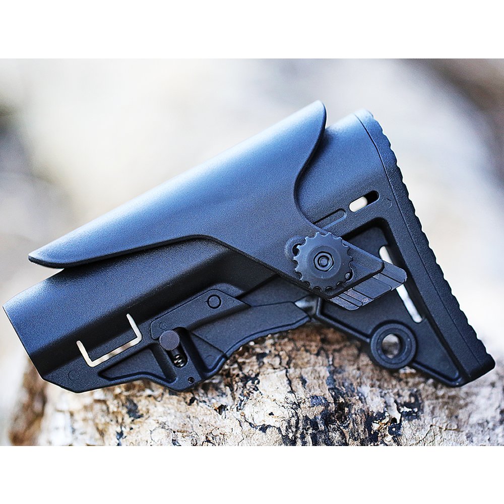 BWA-3 V.1 AR15 Black Telescopic Stock with Cheek Support - Mil Spec