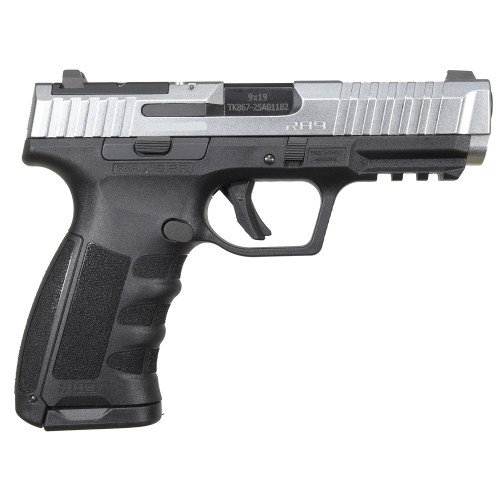 Ranger Arms RA9 Defence02, Semi-Automatic 9mm Pistol, Striker Fired, 4" Barrel, CZ75 Magazine Compatible, 17rd Magazine,Silver Slide w/ Black Frame